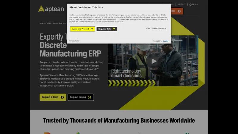 Homepage of Made2Manage ERP