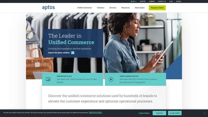 Homepage of Aptos Retail Cloud