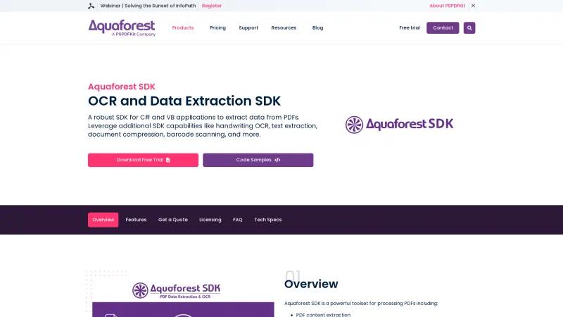 Homepage of Aquaforest SDK