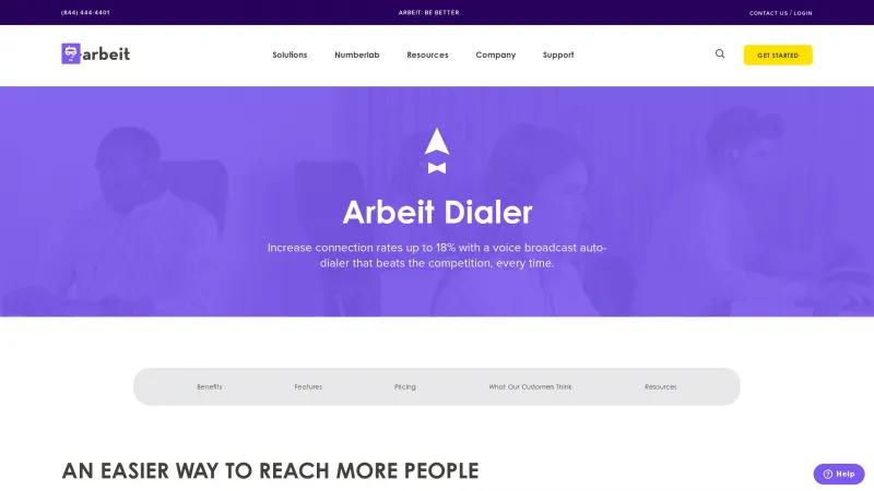 Homepage of Arbeit Dialer