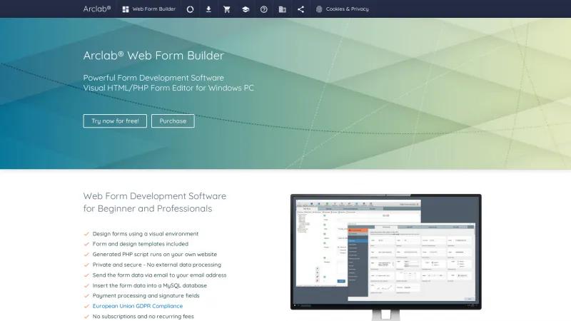 Homepage of Arclab® Web Form Builder