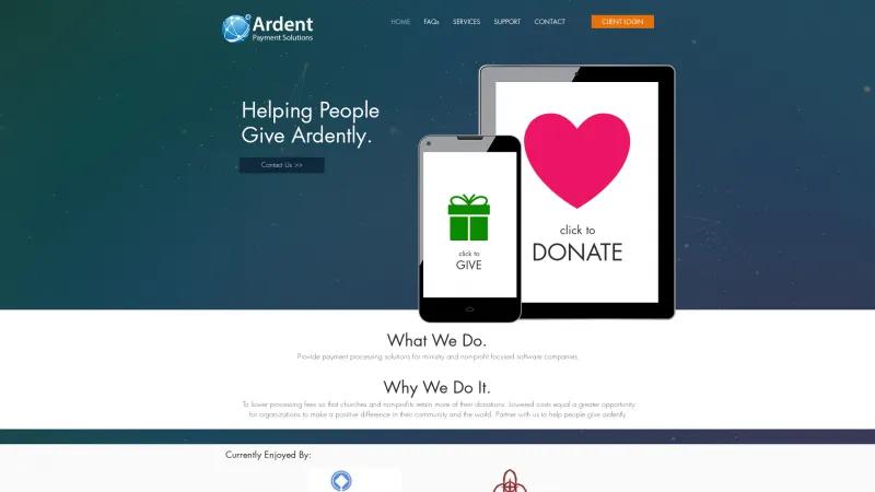 Homepage of Ardent Payment Solutions