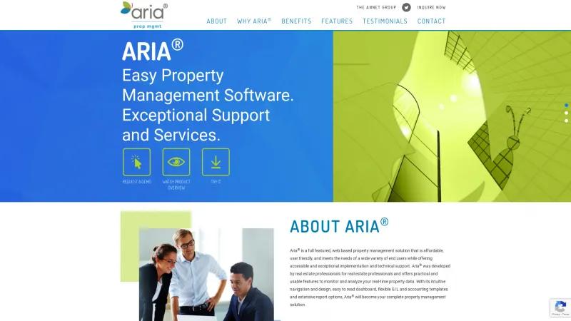 Homepage of Aria