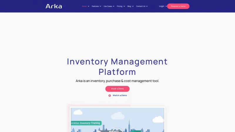 Homepage of Arka Inventory