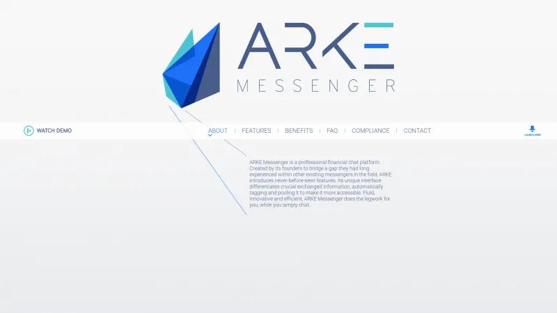 Homepage of ARKE Messenger