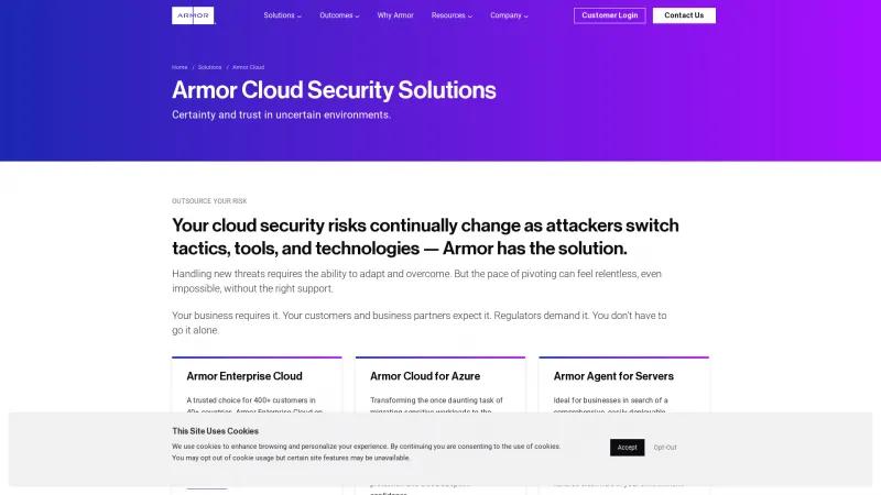 Homepage of Armor Cloud