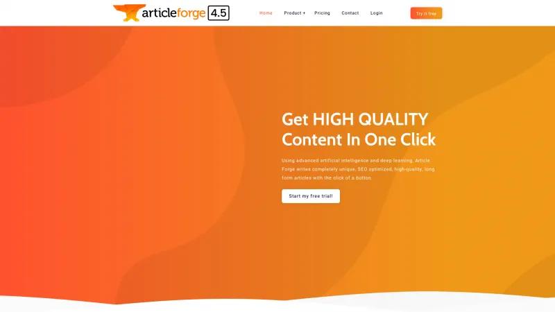 Homepage of Article Forge