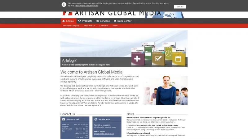 Homepage of Artologik HelpDesk