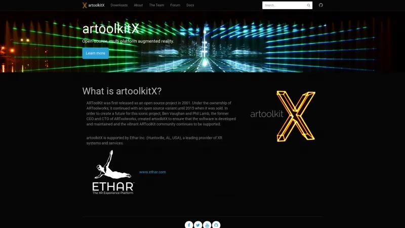 Homepage of artoolkitX