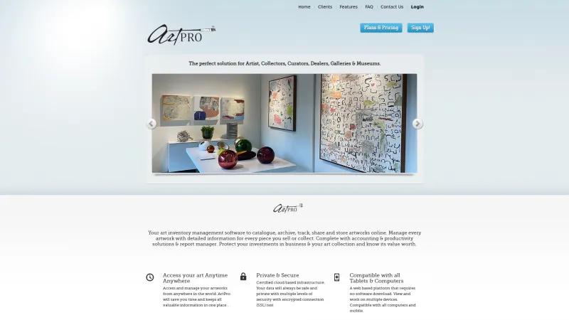 Homepage of ArtPro