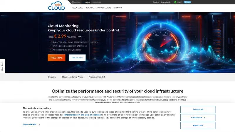 Homepage of Aruba Cloud Monitoring