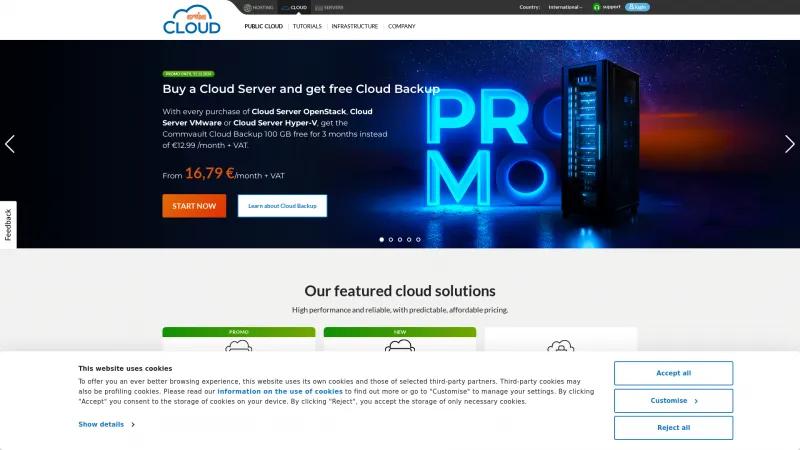 Homepage of Aruba Cloud