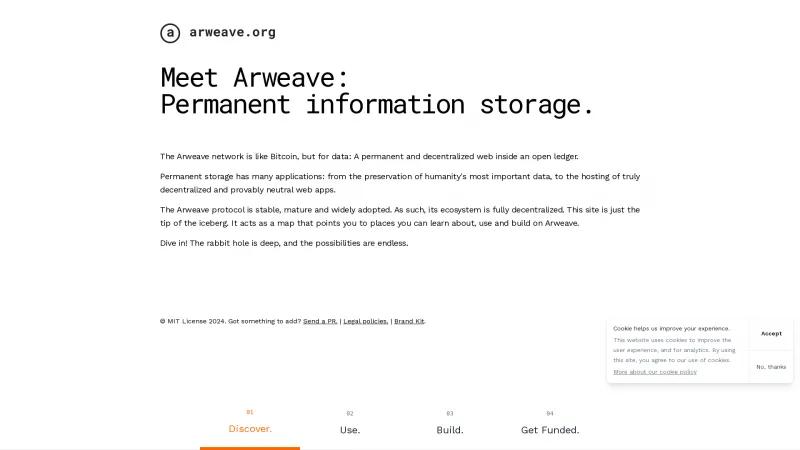 Homepage of Arweave