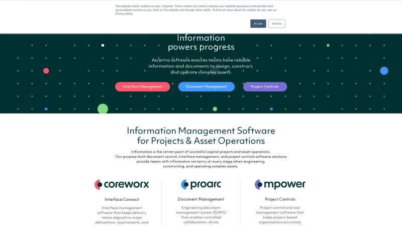 Homepage of Coreworx Interface Connect