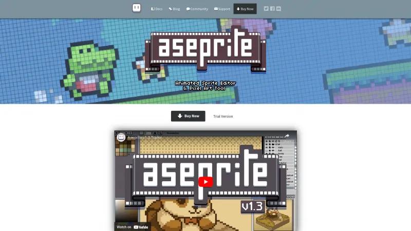 Homepage of Aseprite