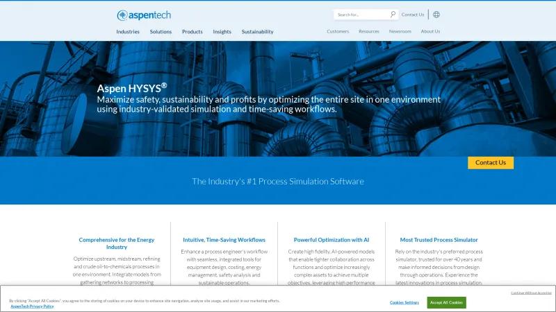 Homepage of Aspen HYSYS