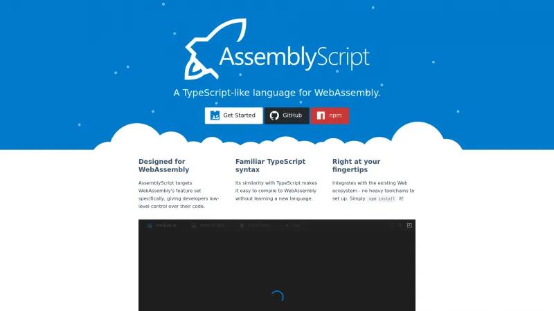 Homepage of AssemblyScript