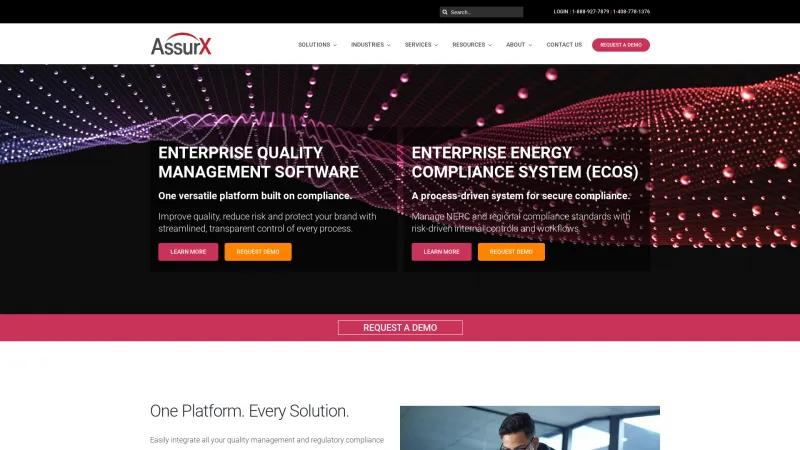 Homepage of AssurX