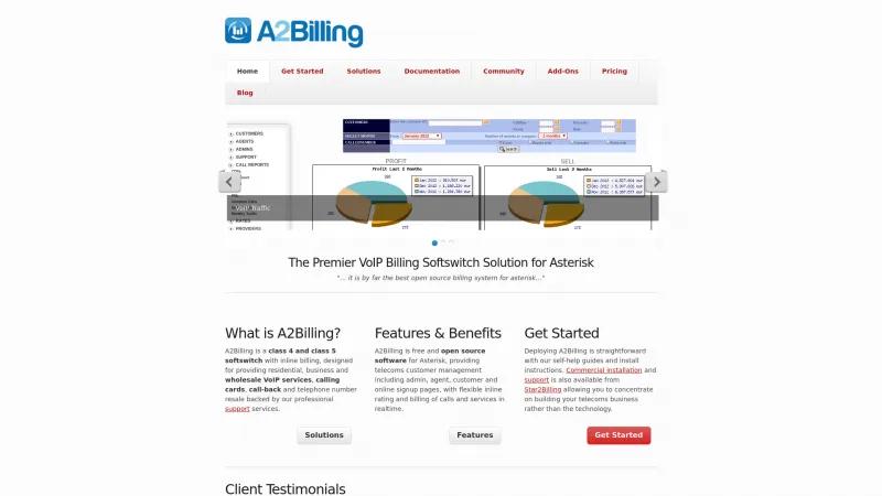 Homepage of A2Billing