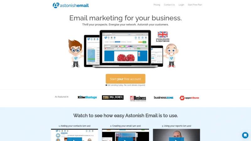 Homepage of Astonish Email