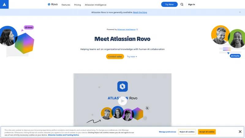 Homepage of Atlassian Rovo