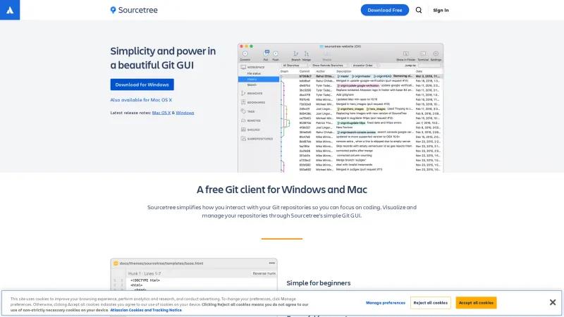 Homepage of Sourcetree
