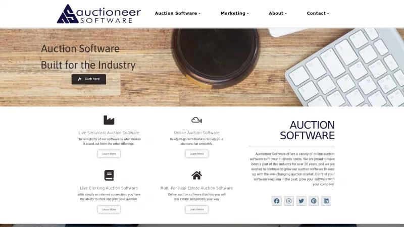 Homepage of Auctioneer Software