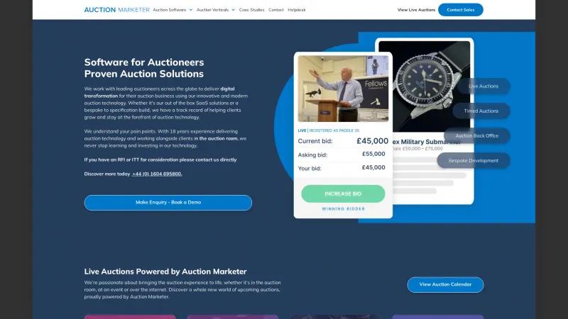 Homepage of Auction Marketer