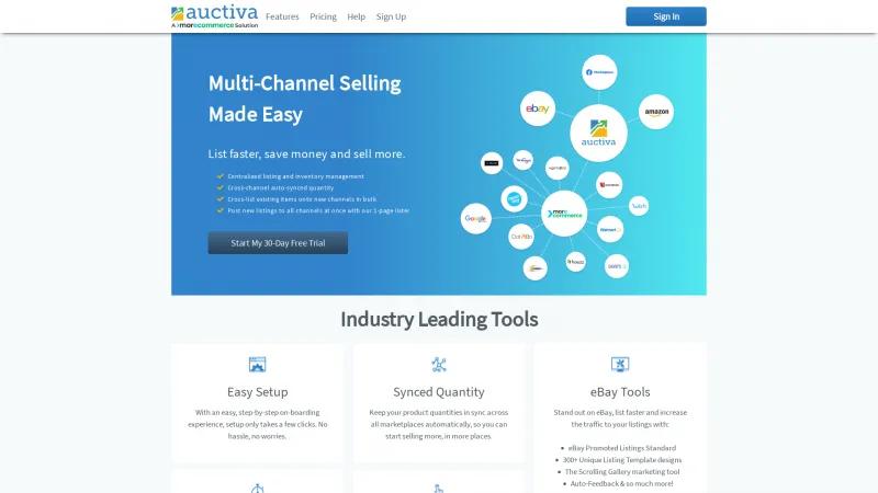 Homepage of Auctiva