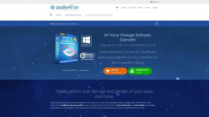 Homepage of AV Voice Changer Software