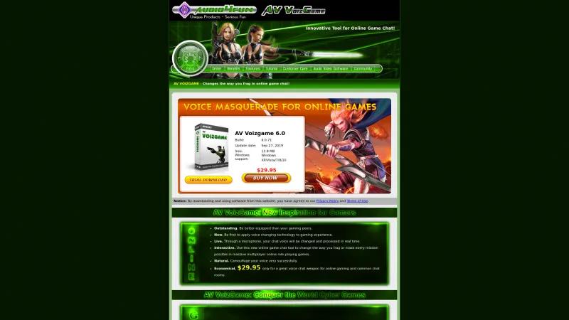 Homepage of AV VoizGame