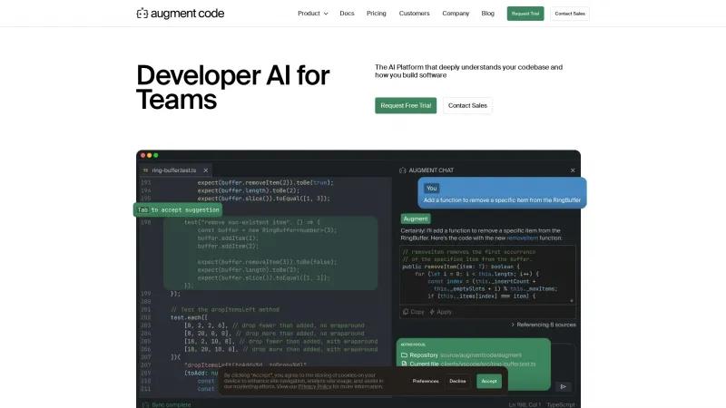 Homepage of Augment