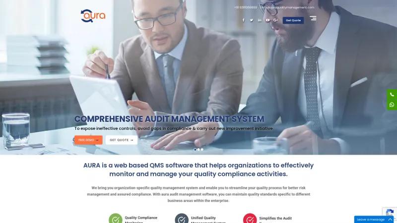 Homepage of Aura Quality Management