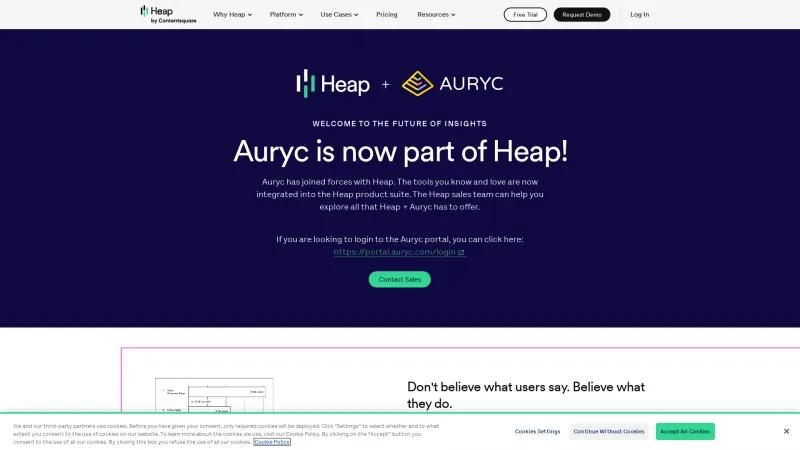 Homepage of Auryc