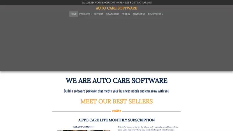 Homepage of Auto Care Software