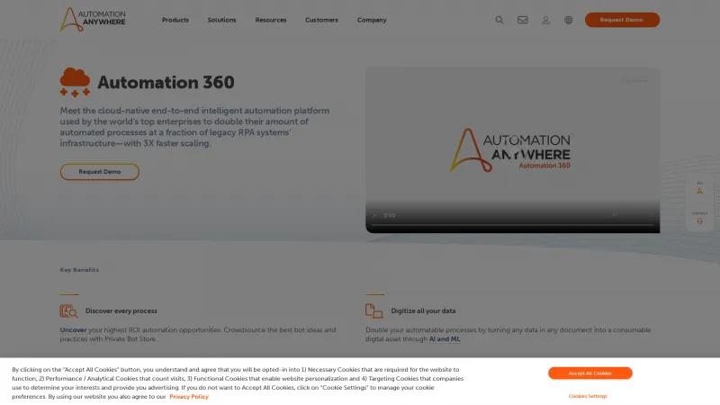 Homepage of Automation 360