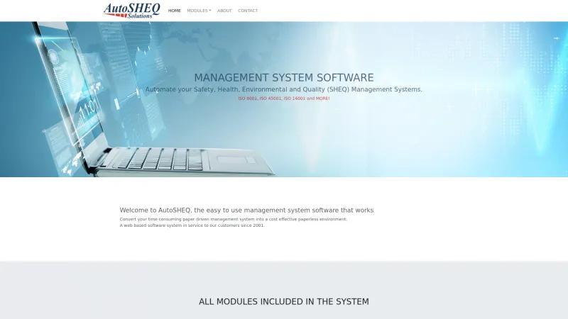 Homepage of AutoSHEQ