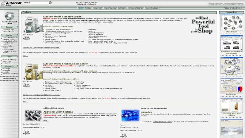 Homepage of AutoSoft Online