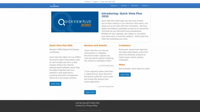 Homepage of Quick View Plus