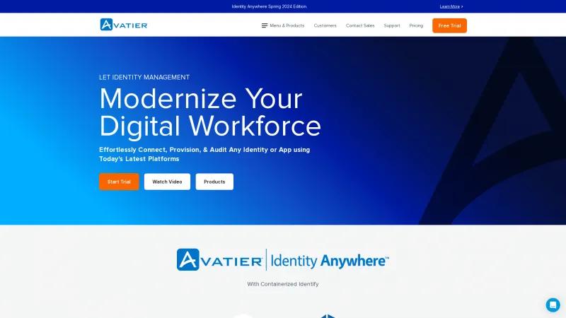 Homepage of Avatier Identity Anywhere