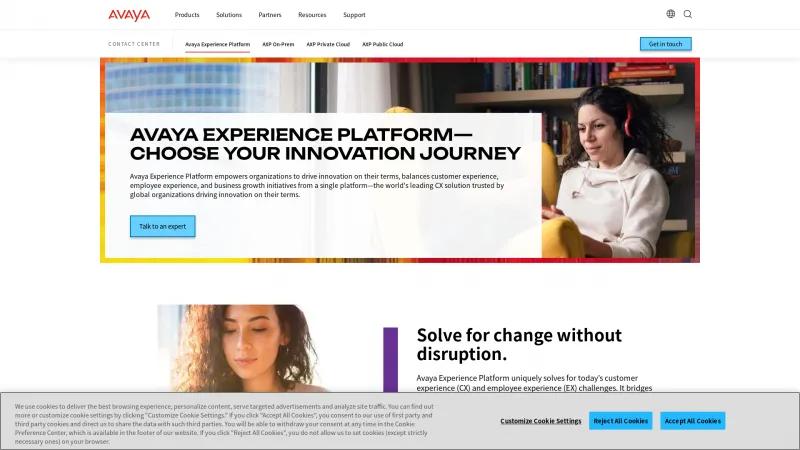 Homepage of Avaya Contact Center