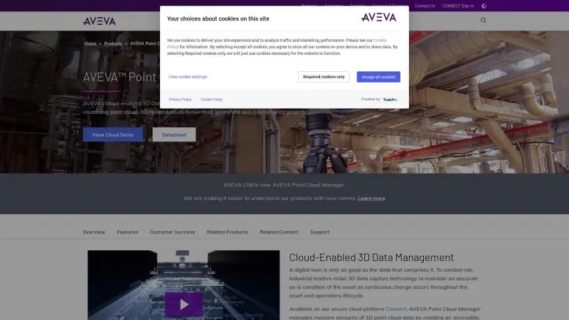 Homepage of AVEVA Point Cloud Manager