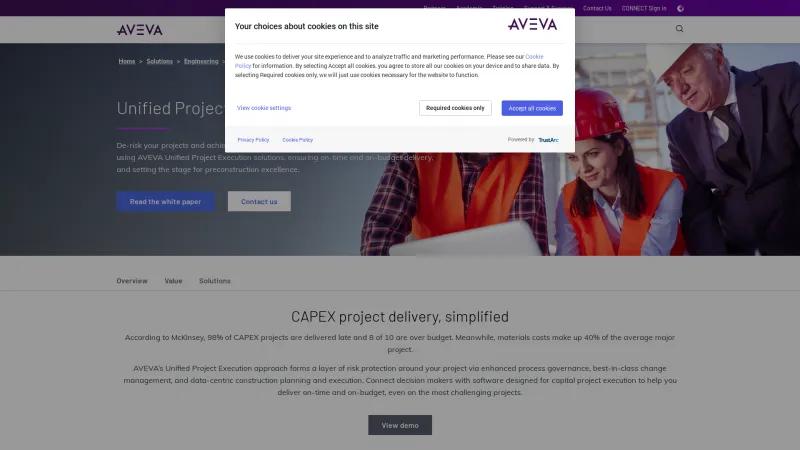 Homepage of AVEVA Unified Project Execution