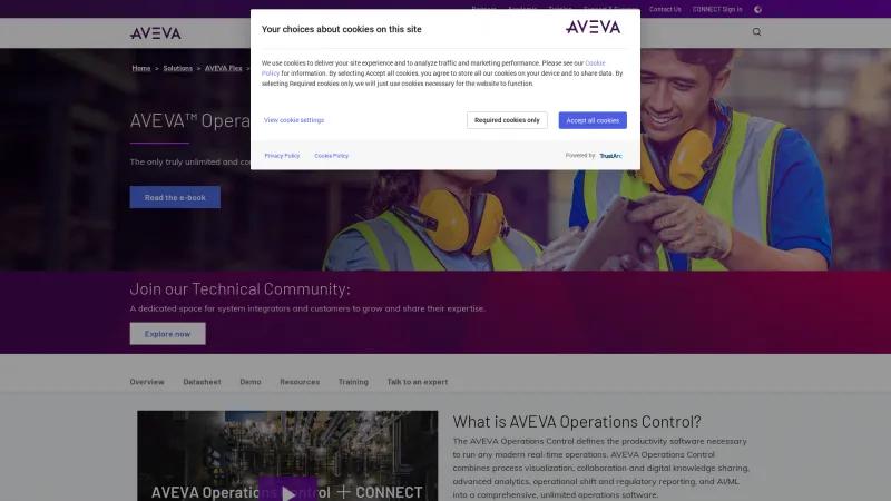 Homepage of AVEVA Operations Control