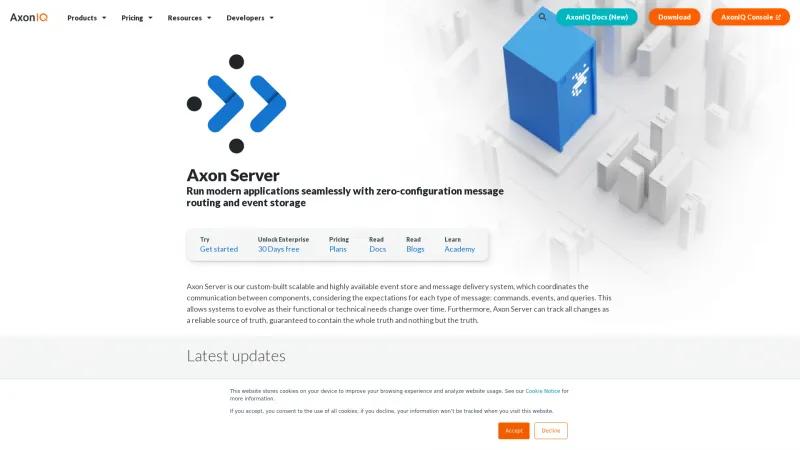 Homepage of Axon Server