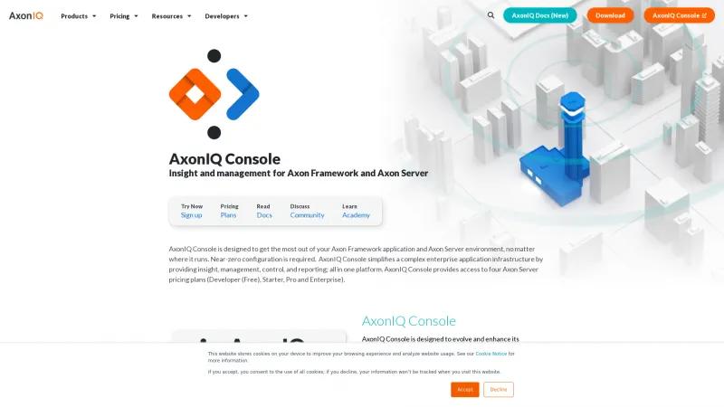 Homepage of AxonIQ Console