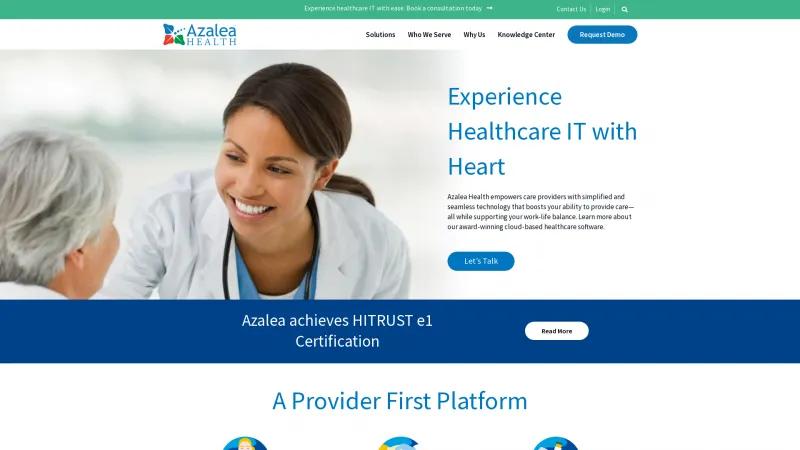 Homepage of Azalea EHR