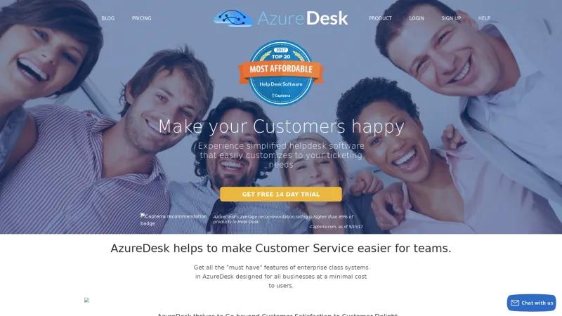 Homepage of AzureDesk