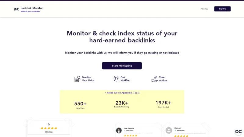 Homepage of Backlink Checker