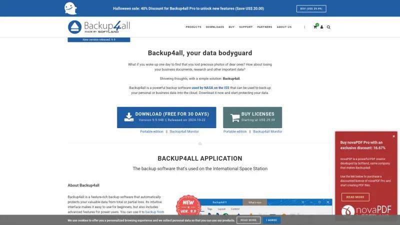 Homepage of Backup4all